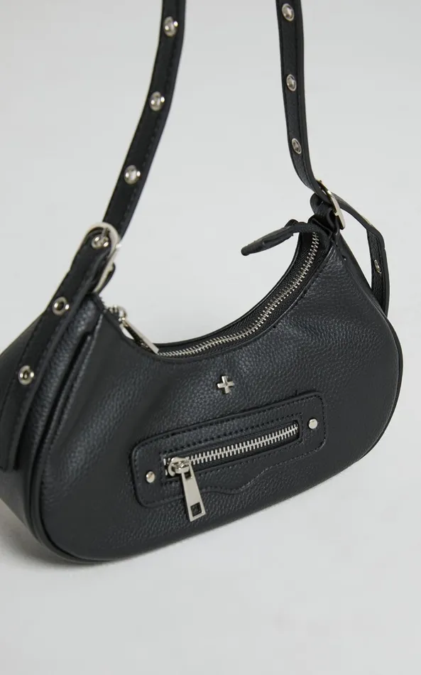 Showpo Peta And Jain 8211 Moto Bag In Black Pebble Silver Women Bags
