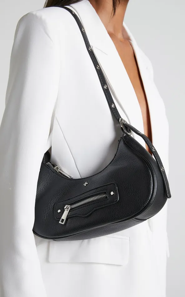 Showpo Peta And Jain 8211 Moto Bag In Black Pebble Silver Women Bags