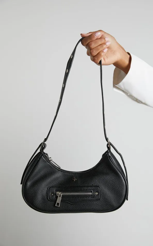 Showpo Peta And Jain 8211 Moto Bag In Black Pebble Silver Women Bags