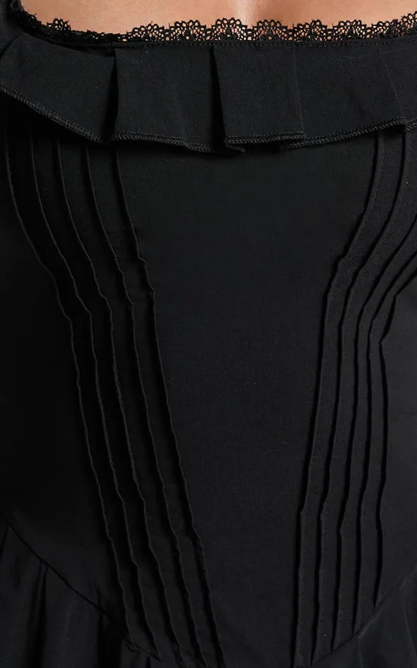 Showpo Petunia Mini Dress 8211 Fit And Flare Baby Doll Frill Detail Mini Dress In Black Women Dresses