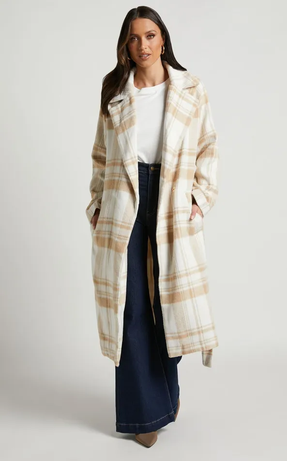 Showpo Phagie Coat 8211 Wrap Coat In Cream Women Jackets and Coats