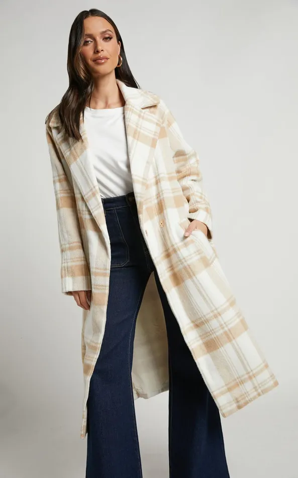 Showpo Phagie Coat 8211 Wrap Coat In Cream Women Jackets and Coats