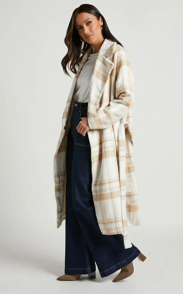Showpo Phagie Coat 8211 Wrap Coat In Cream Women Jackets and Coats