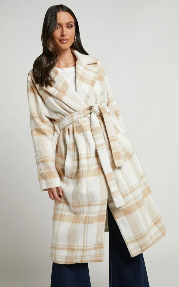 Showpo Phagie Coat 8211 Wrap Coat In Cream Women Jackets and Coats