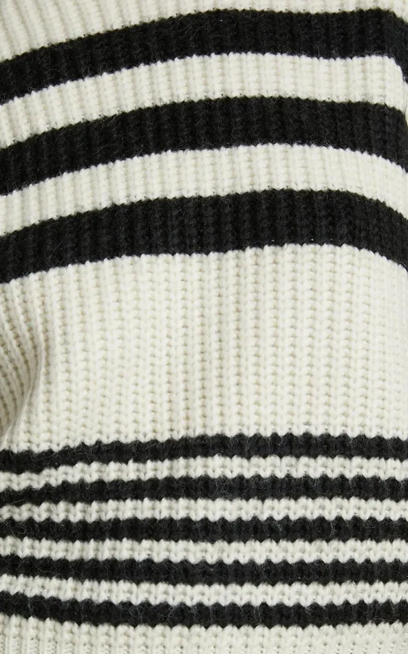 Showpo Pheney Sweater 8211 Striped Crew Neck Knit Sweater In Cream And Black Women Knitwear Showpo Pheney Sweater 8211 Striped Crew Neck Knit Sweater In Cream And Black Women Knitwear