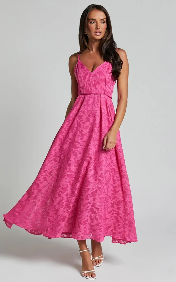 Showpo Philine Midi Dress 8211 Plunge Fit And Flare Dress In Pink Women Dresses Showpo Philine Midi Dress 8211 Plunge Fit And Flare Dress In Pink Women Dresses
