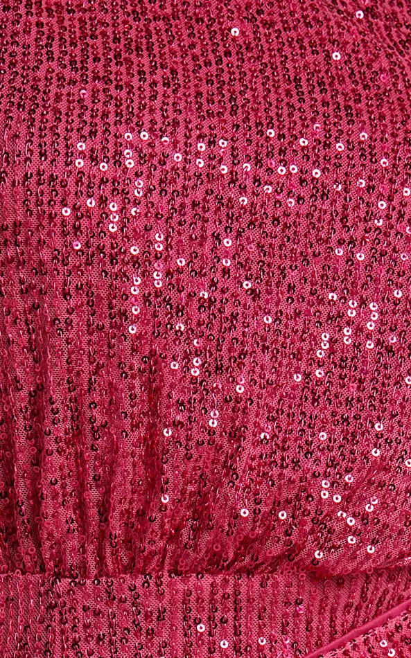 Showpo Pippa Mini Dress 8211 One Shoulder Sequin Tie Waist Dress In Pink Women Dresses