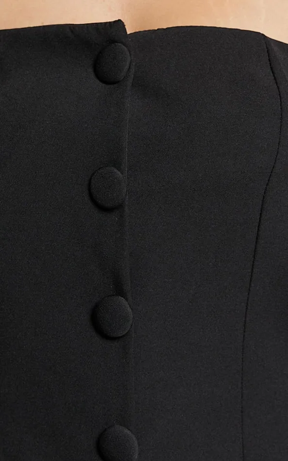 Showpo Posie Top 8211 Strapless Button Down Waist Coat In Black Women Tops