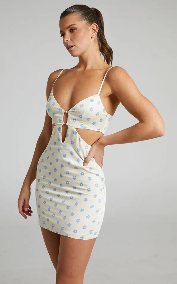 Showpo Priya Mini Dress 8211 Cut Out Dress In Cream Women Dresses