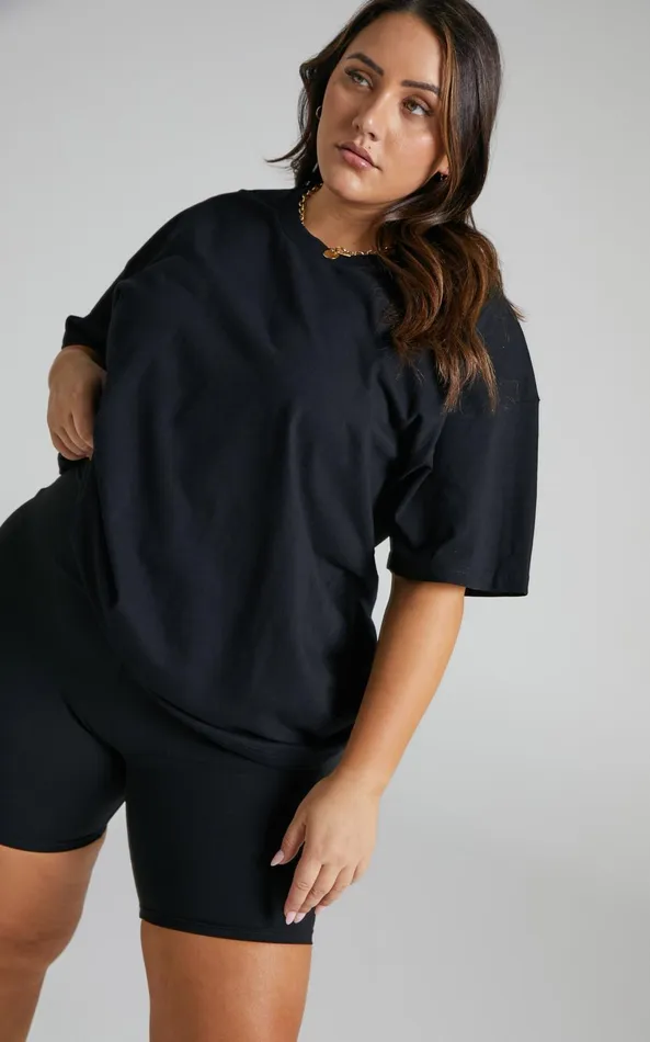 Showpo Prizza Top 8211 Longlinge Boyfriend Tee Top In Black Women Basics