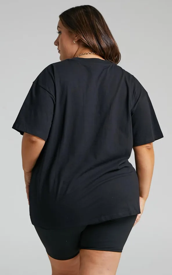 Showpo Prizza Top 8211 Longlinge Boyfriend Tee Top In Black Women Basics