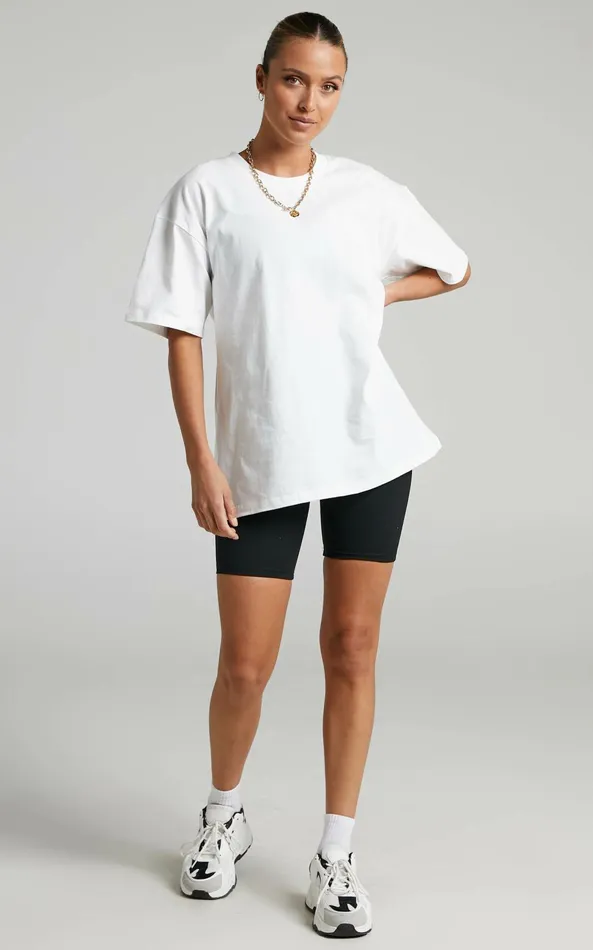 Showpo Prizza Top 8211 Longlinge Boyfriend Tee Top In White Women Curve Clothes