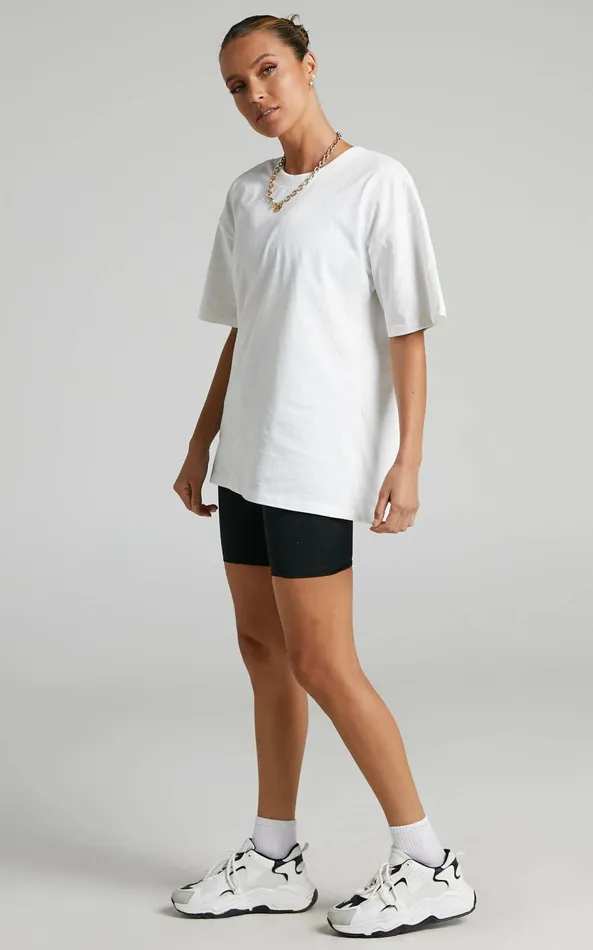 Showpo Prizza Top 8211 Longlinge Boyfriend Tee Top In White Women Curve Clothes