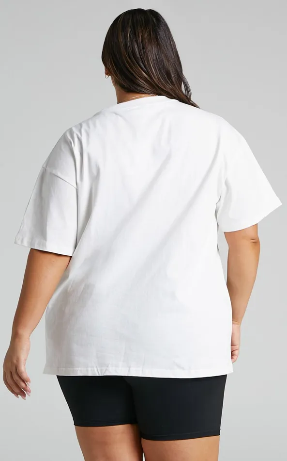 Showpo Prizza Top 8211 Longlinge Boyfriend Tee Top In White Women Curve Clothes