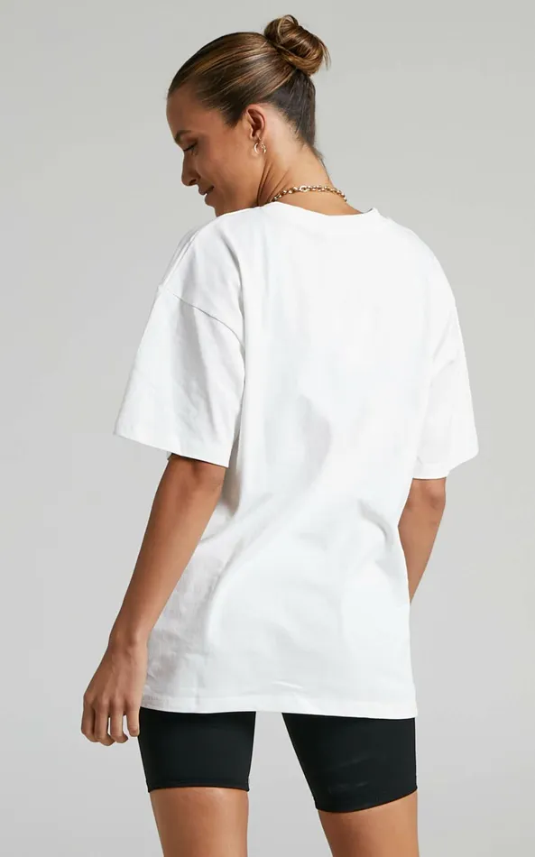 Showpo Prizza Top 8211 Longlinge Boyfriend Tee Top In White Women Curve Clothes