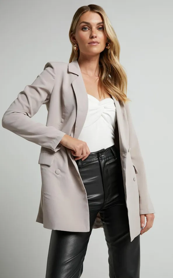 Showpo Quick To Win Blazer 8211 Double Breasted Blazer In Stone Women Curve Clothes Showpo Quick To Win Blazer 8211 Double Breasted Blazer In Stone Women Curve Clothes