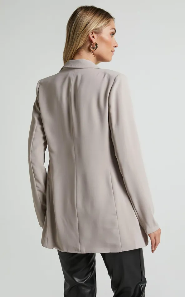 Showpo Quick To Win Blazer 8211 Double Breasted Blazer In Stone Women Curve Clothes