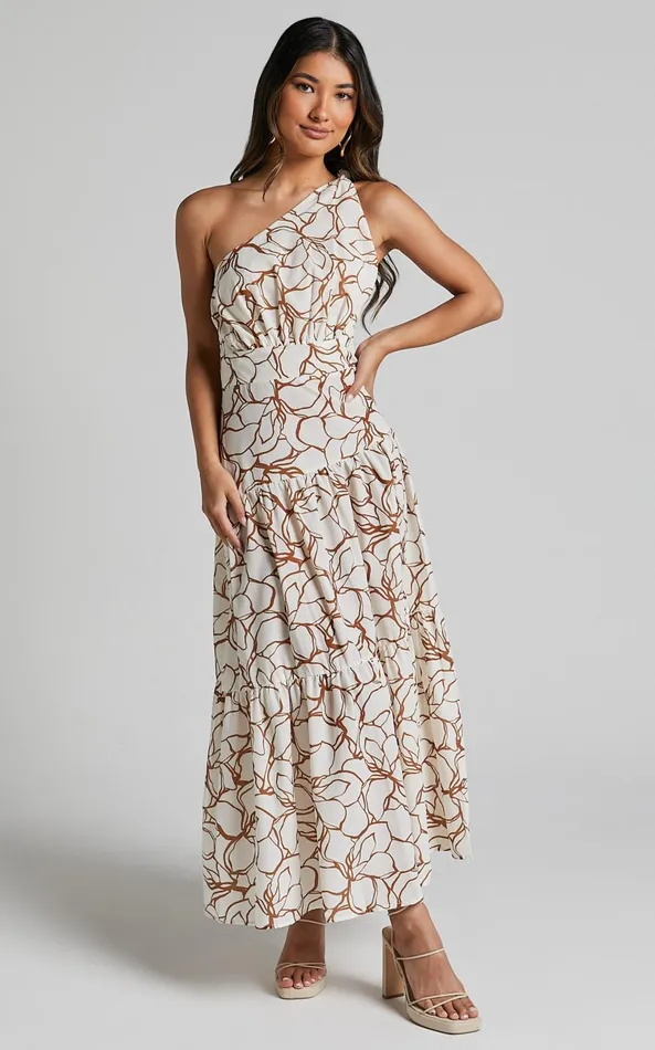 Showpo Raiden Midi Dress 8211 Asymmetric One Shoulder Tiered Dress In White Floral Women Dresses Showpo Raiden Midi Dress 8211 Asymmetric One Shoulder Tiered Dress In White Floral Women Dresses