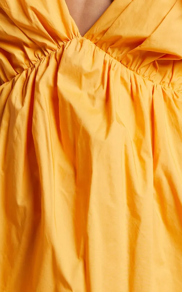 Showpo Raiza Mini Dress 8211 Ruffle Sleeve Tie Back Plunge Dress In Marigold Women Dresses