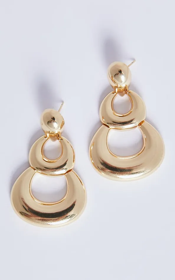 Showpo Raquel Earrings 8211 Tripple Drop Detail Earrings In Gold Women Earrings