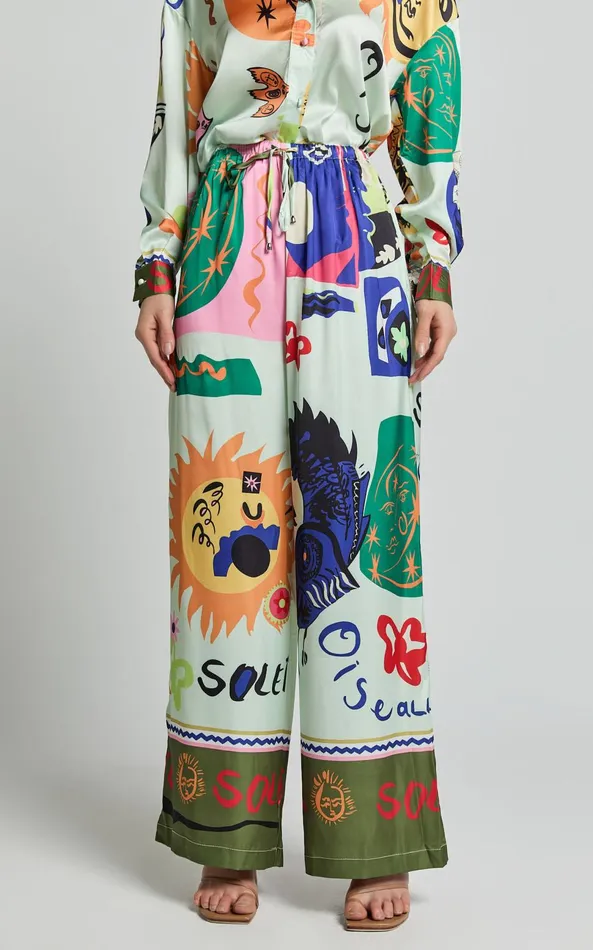 Showpo Raquel Pant 8211 Mid Waist Straight Leg Pants In Soleil Print Women Pants