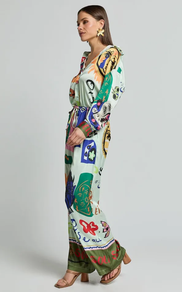 Showpo Raquel Pant 8211 Mid Waist Straight Leg Pants In Soleil Print Women Pants