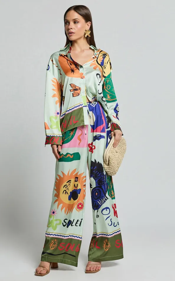 Showpo Raquel Shirt 8211 Long Sleeve Relaxed Top In Soleil Print Women Tops