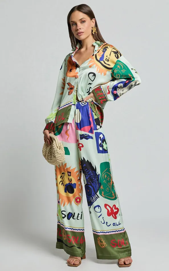 Showpo Raquel Shirt 8211 Long Sleeve Relaxed Top In Soleil Print Women Tops