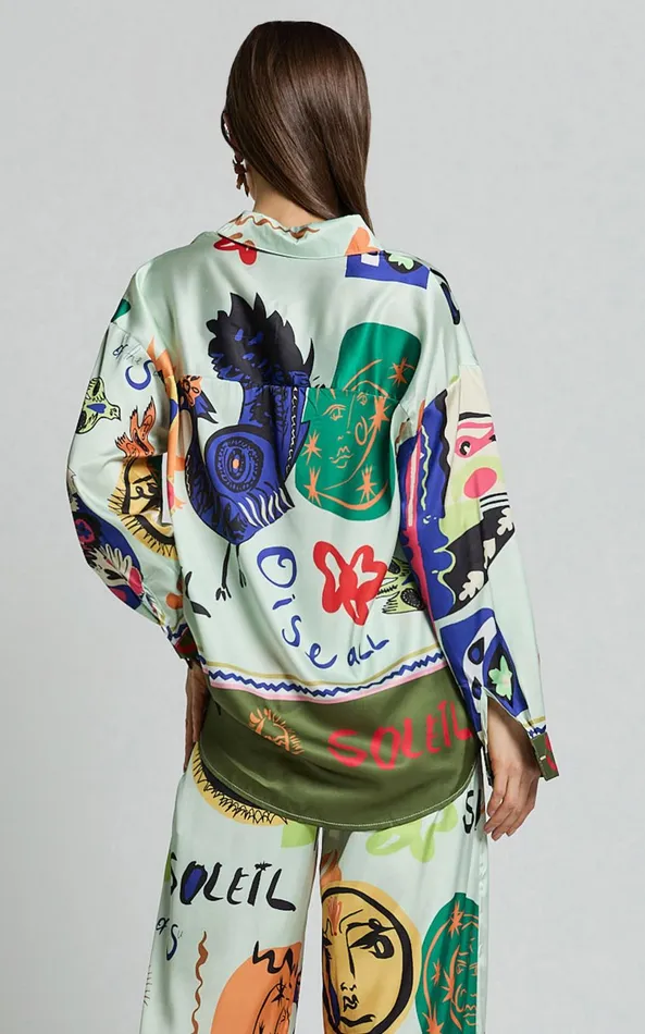 Showpo Raquel Shirt 8211 Long Sleeve Relaxed Top In Soleil Print Women Tops
