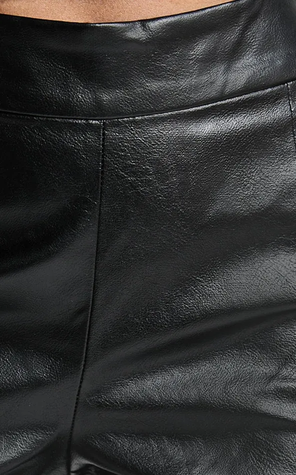 Showpo Ravina Pants 8211 High Waist Faux Leather Flare Pants In Black Women Pants