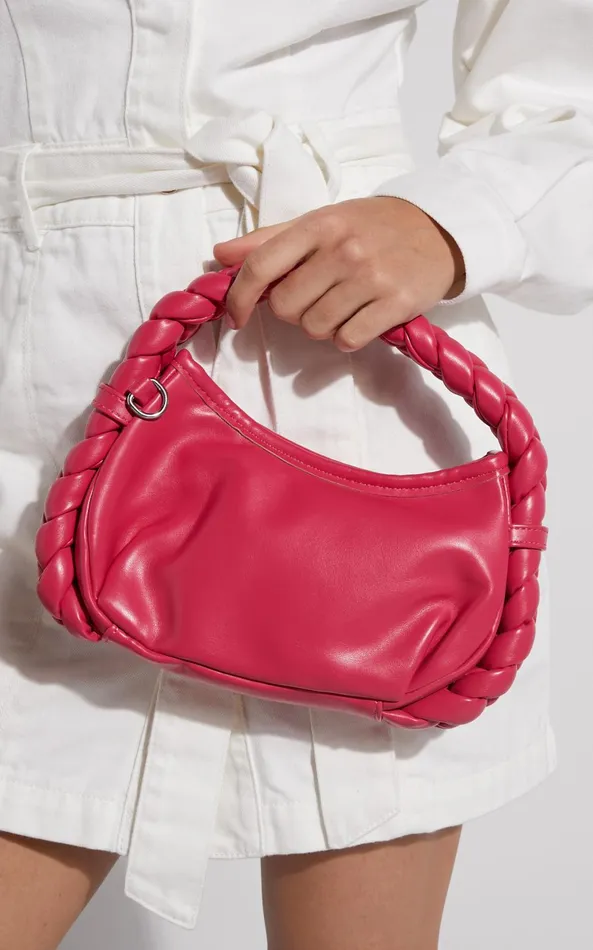 Showpo Realyn Bag 8211 Braided Handle Mini Clutch Bag In Pink Women Bags