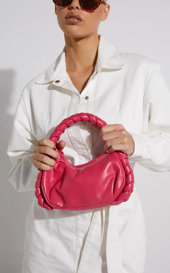 Showpo Realyn Bag 8211 Braided Handle Mini Clutch Bag In Pink Women Bags