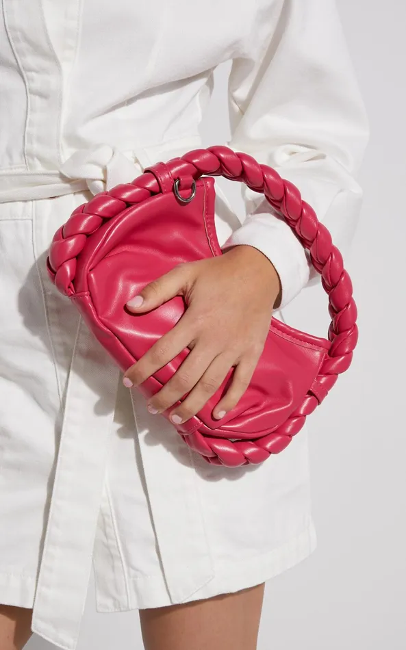 Showpo Realyn Bag 8211 Braided Handle Mini Clutch Bag In Pink Women Bags