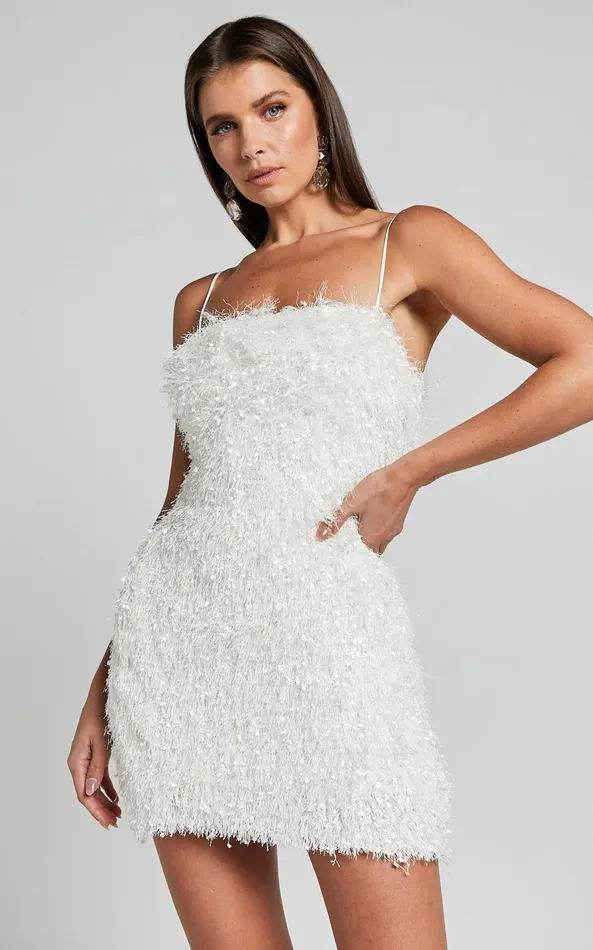 Showpo Reis Mini Dress 8211 Textured Strapless Bodycon In White Women Curve Clothes