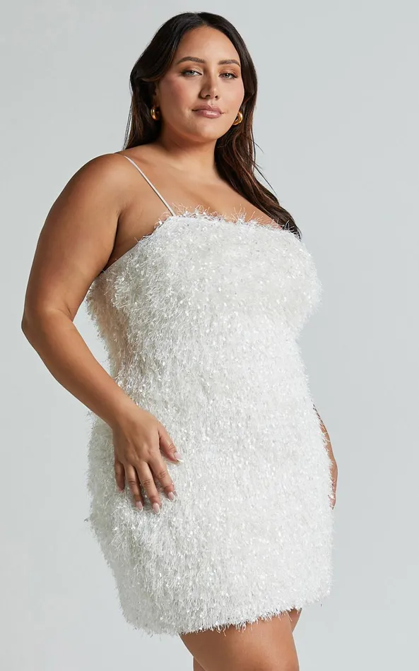 Showpo Reis Mini Dress 8211 Textured Strapless Bodycon In White Women Curve Clothes