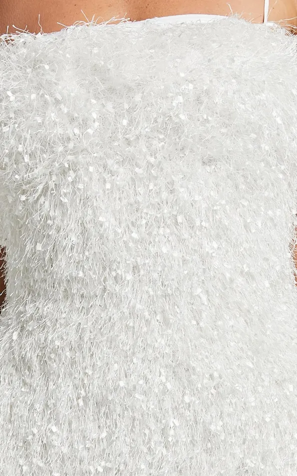 Showpo Reis Mini Dress 8211 Textured Strapless Bodycon In White Women Curve Clothes