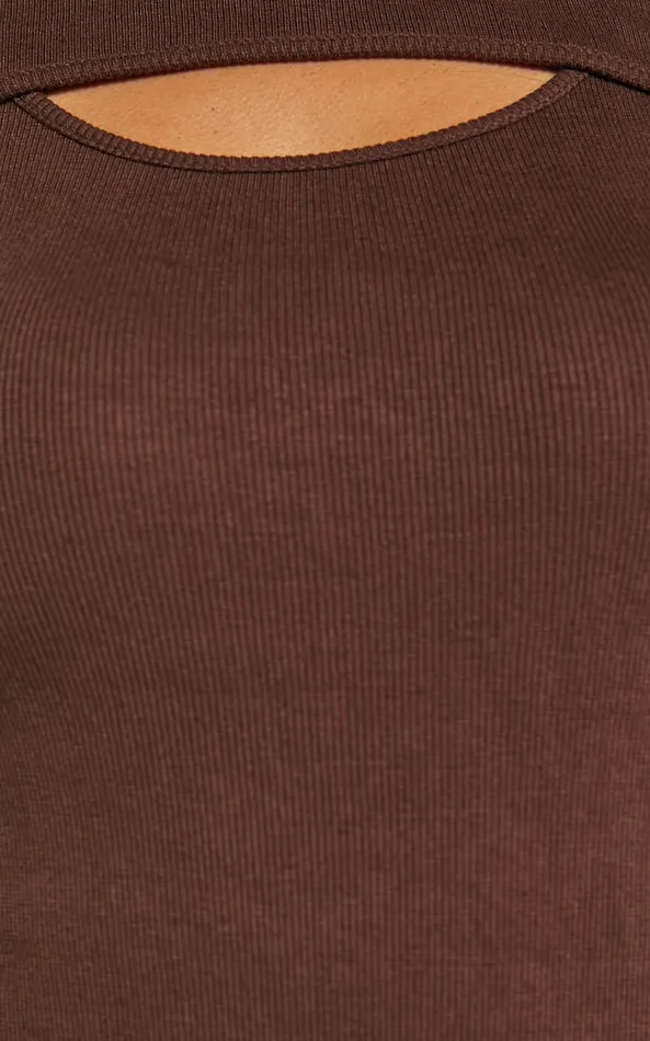 Showpo Remi Top 8211 Long Sleeve Asymmetric Cut Out Top In Brown Women Tops