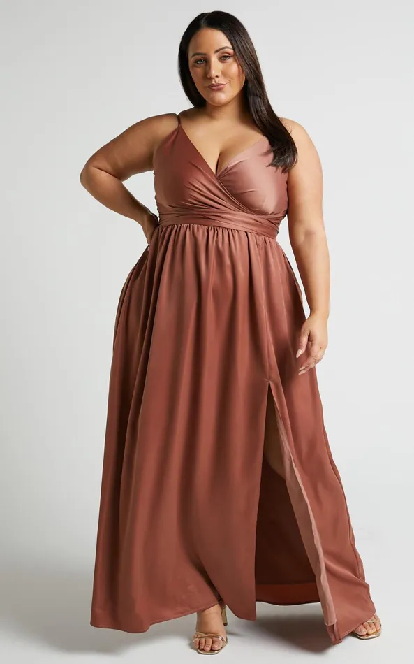 Showpo Revolve Around Me Midi Dress 8211 V Neck Wrap Dress In Dusty Rose Women Dresses