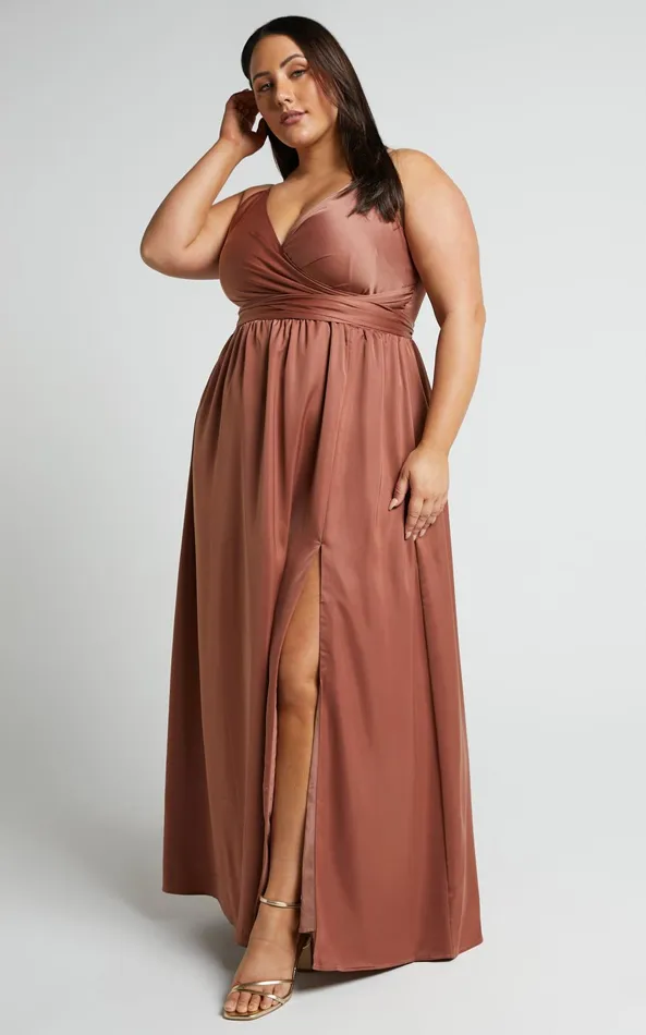Showpo Revolve Around Me Midi Dress 8211 V Neck Wrap Dress In Dusty Rose Women Dresses