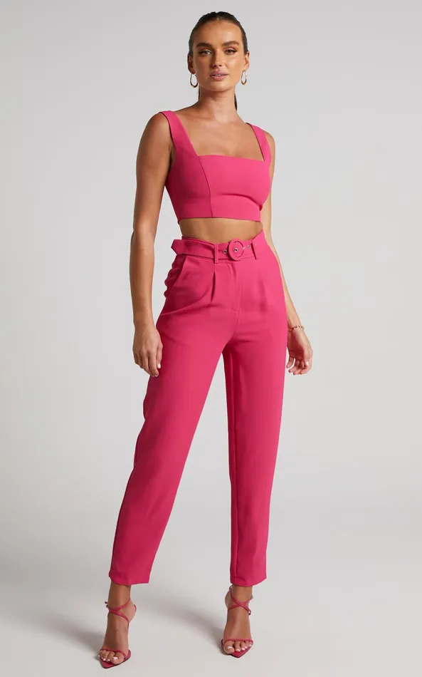 Showpo Reyna Two Piece Set 8211 Crop Top And Tailored Pants Set In Pink Women Curve Clothes Showpo Reyna Two Piece Set 8211 Crop Top And Tailored Pants Set In Pink Women Curve Clothes