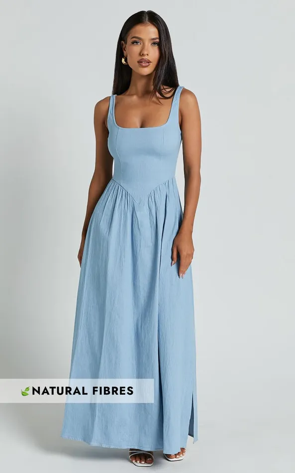Showpo Rhaziya Midi Dress 8211 Sleeveless Straight Neck Fit And Flare Dress In Blue Women Dresses Showpo Rhaziya Midi Dress 8211 Sleeveless Straight Neck Fit And Flare Dress In Blue Women Dresses