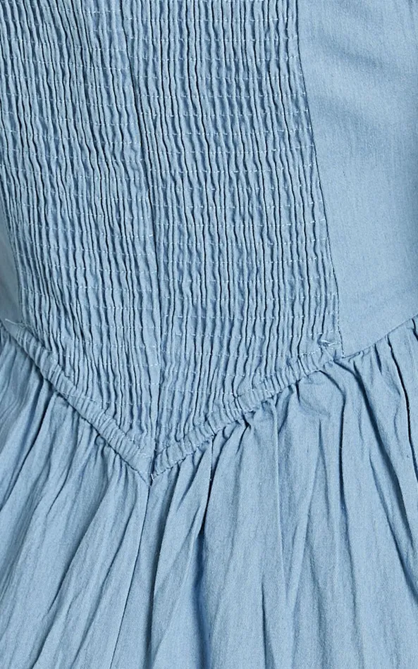 Showpo Rhaziya Midi Dress 8211 Sleeveless Straight Neck Fit And Flare Dress In Blue Women Dresses