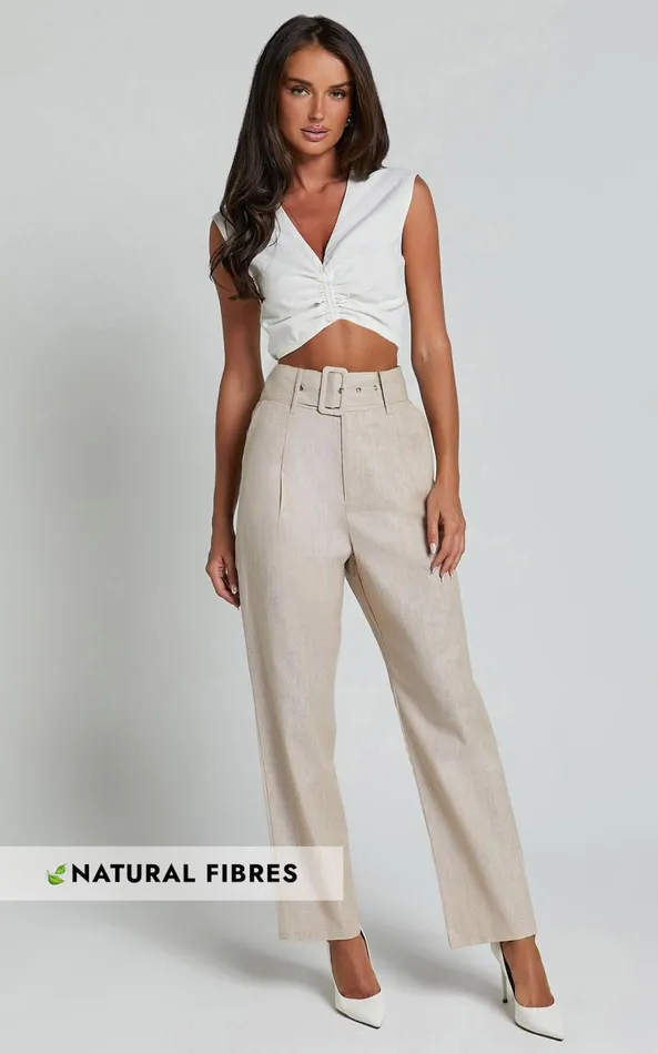 Showpo Rhea Pants 8211 Linen Look Belted Straight Leg Pants In Natural Women Pants Showpo Rhea Pants 8211 Linen Look Belted Straight Leg Pants In Natural Women Pants