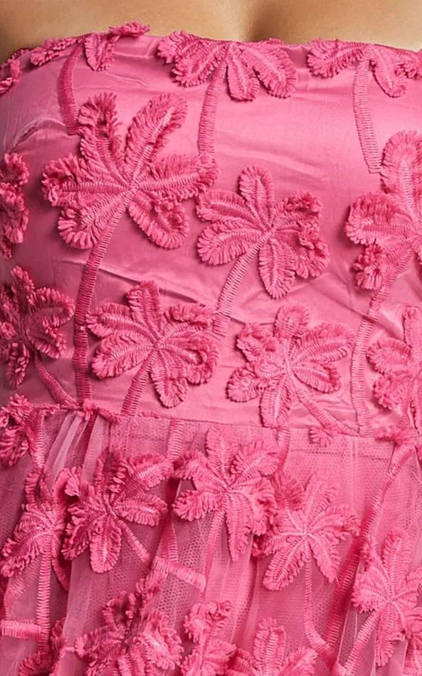 Showpo Rheiva Midi Dress 8211 Strapless 3D Embroidery Midi Dress In Pink Women Dresses