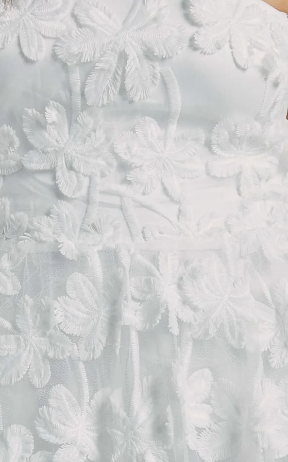 Showpo Rheiva Midi Dress 8211 Strapless 3D Embroidery Midi Dress In White Women Dresses