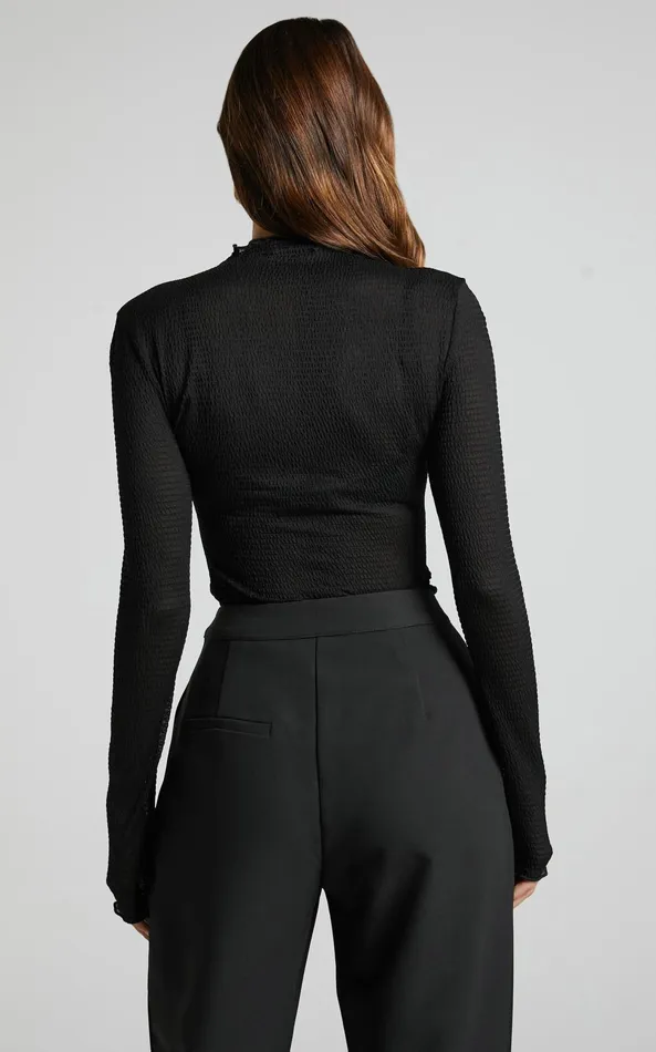 Showpo Rhialyn Top 8211 Long Sleeve Sheer Top In Black Women Curve Clothes Showpo Rhialyn Top 8211 Long Sleeve Sheer Top In Black Women Curve Clothes