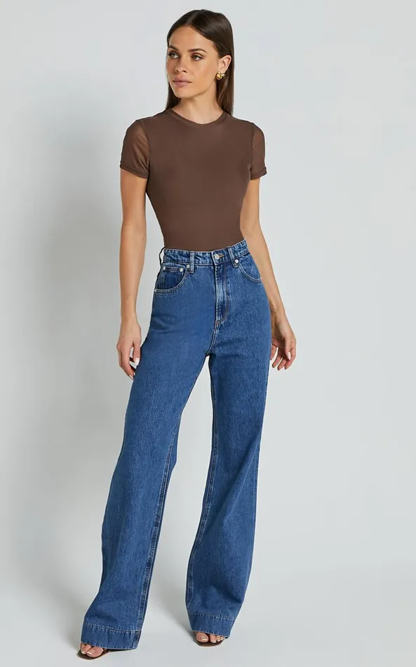 Showpo Rhianna Top 8211 Short Sleeve Mesh Crop Top In Brown Women Tops