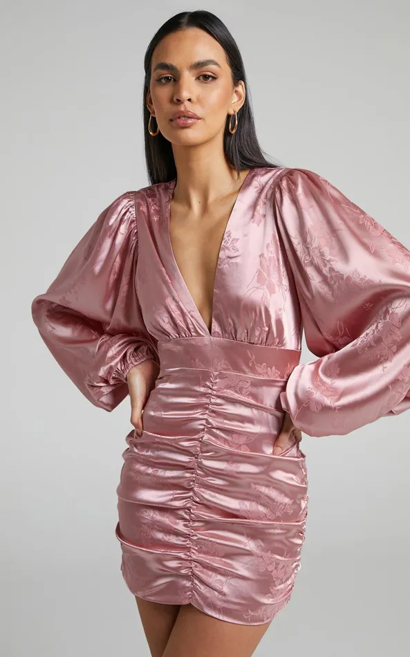 Showpo Richmond Mini Dress 8211 Long Sleeve Ruched Dress In Dusty Pink Women Dresses Showpo Richmond Mini Dress 8211 Long Sleeve Ruched Dress In Dusty Pink Women Dresses
