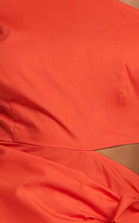 Showpo Rina Midi Dress 8211 One Shoulder Side Cut Out Wrap Dress In Orange Women Dresses