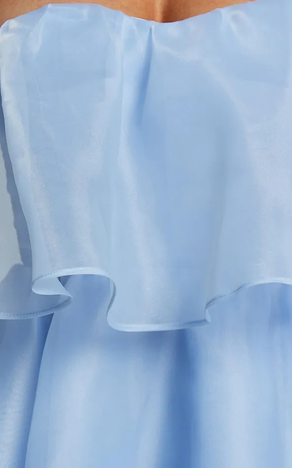Showpo Ritta Mini Dress 8211 Strapless Layered Dress In Soft Blue Women Dresses